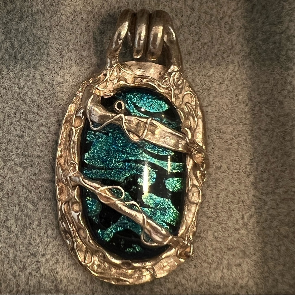 Watercolor silver ocean pendant